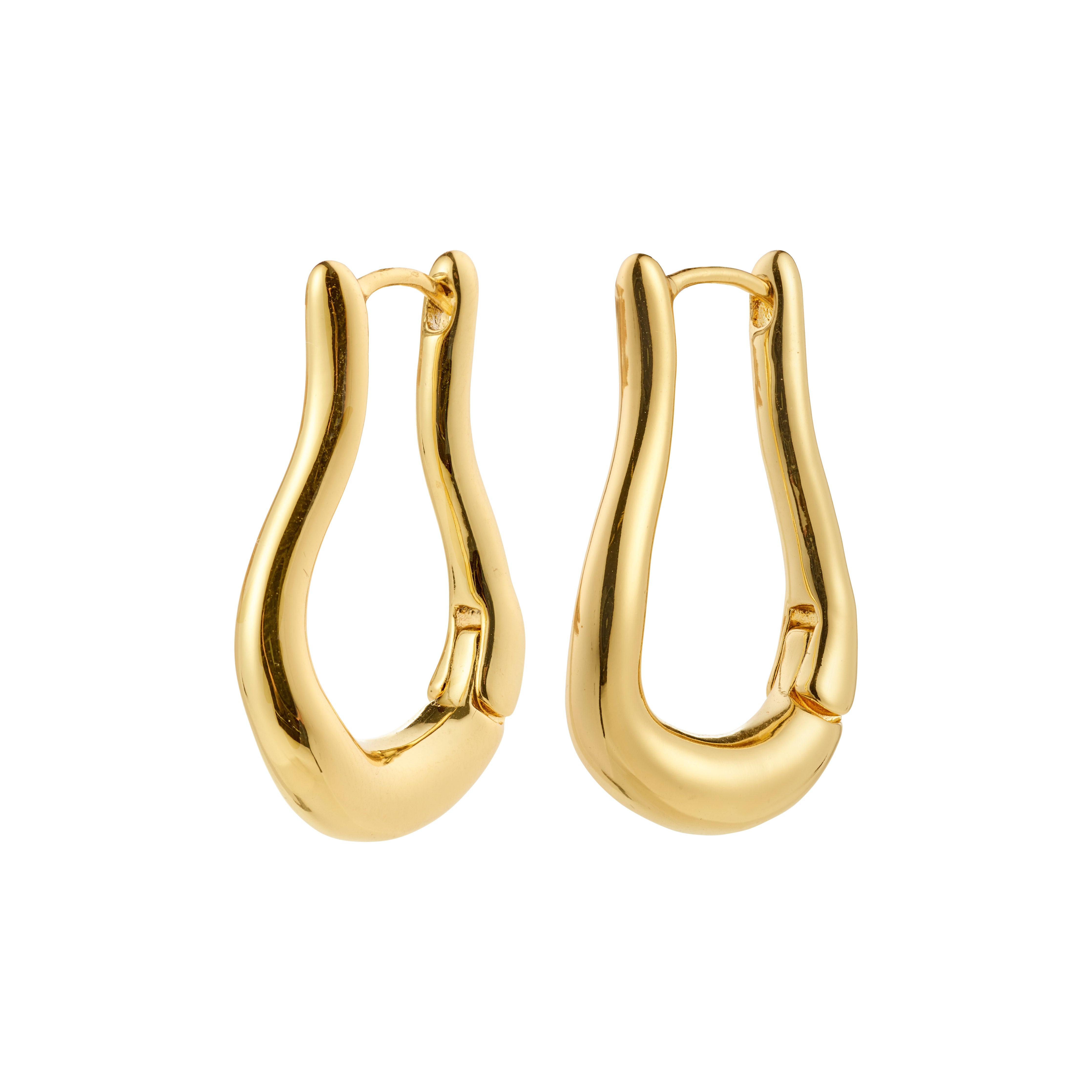 UNFOLD hoops gold-plated earrings with a polished, teardrop design and hinged closure, offering simple elegance and versatility for any outfit.