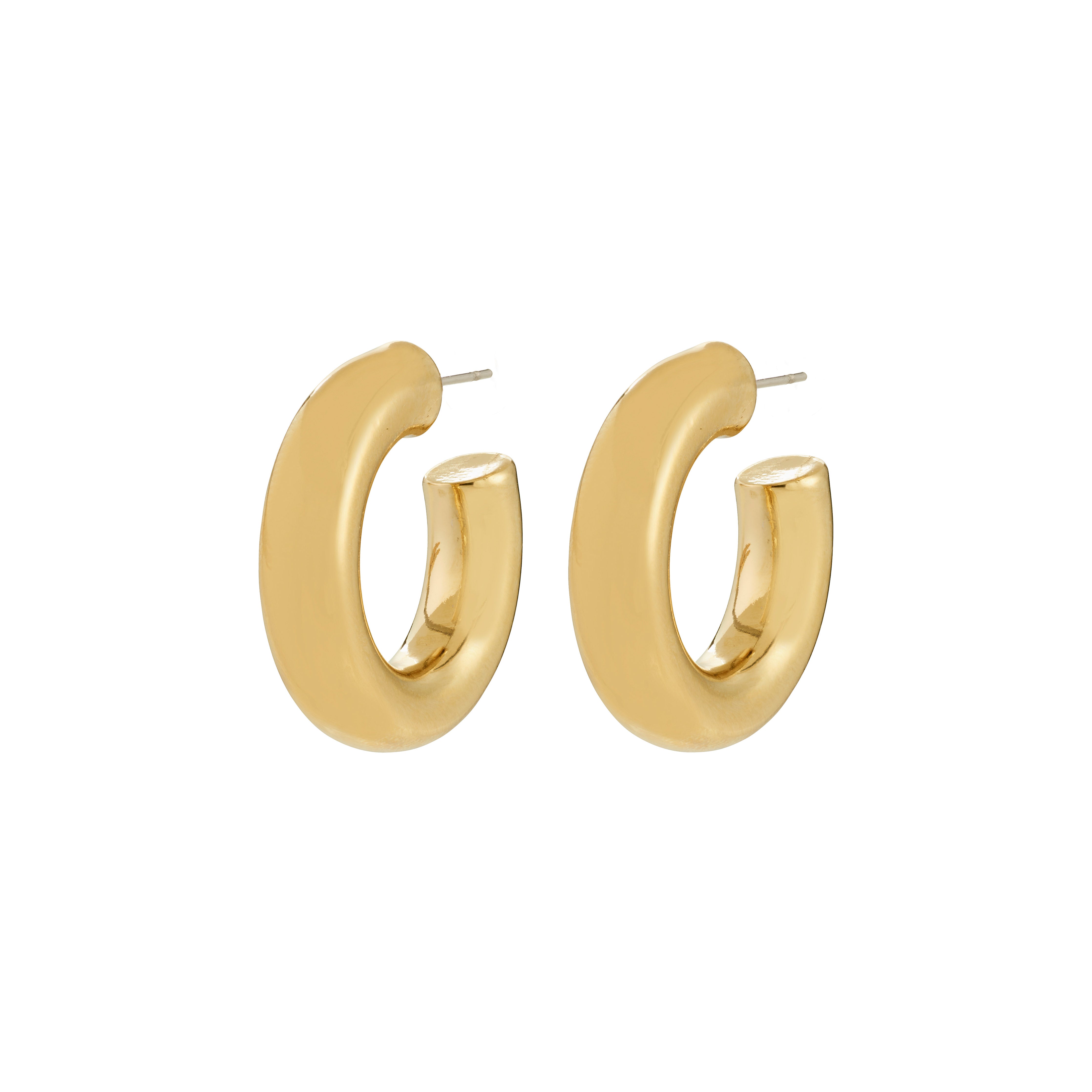 PHASE large hoops gold-plated; chunky, semi-circular gold-tone earrings with post backing, perfect for adding a touch of quiet luxury to any outfit.