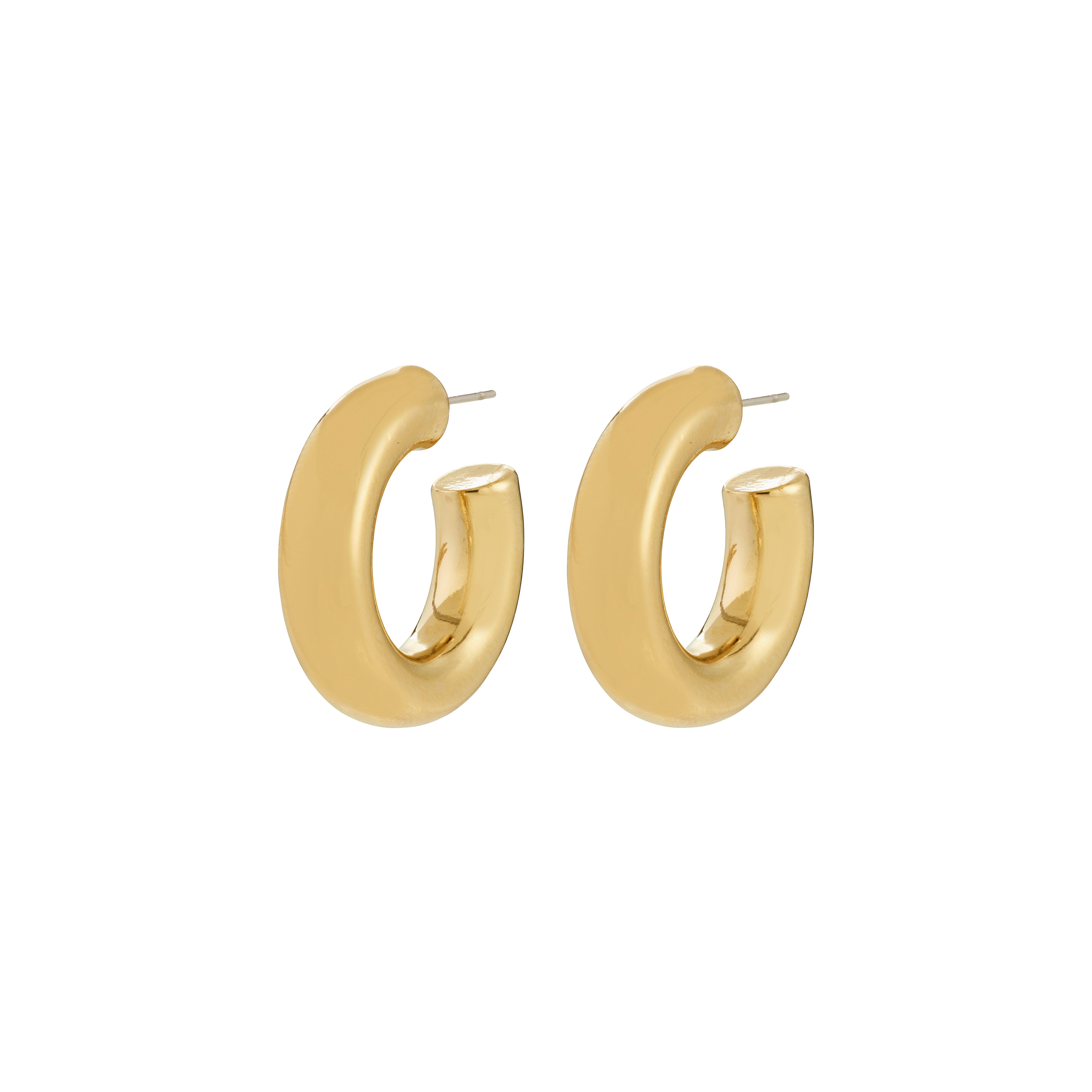 PHASE medium hoops gold-plated; chunky semi-circular earrings with a polished finish, embodying quiet luxury and timeless style, crafted from 99% recycled materials.