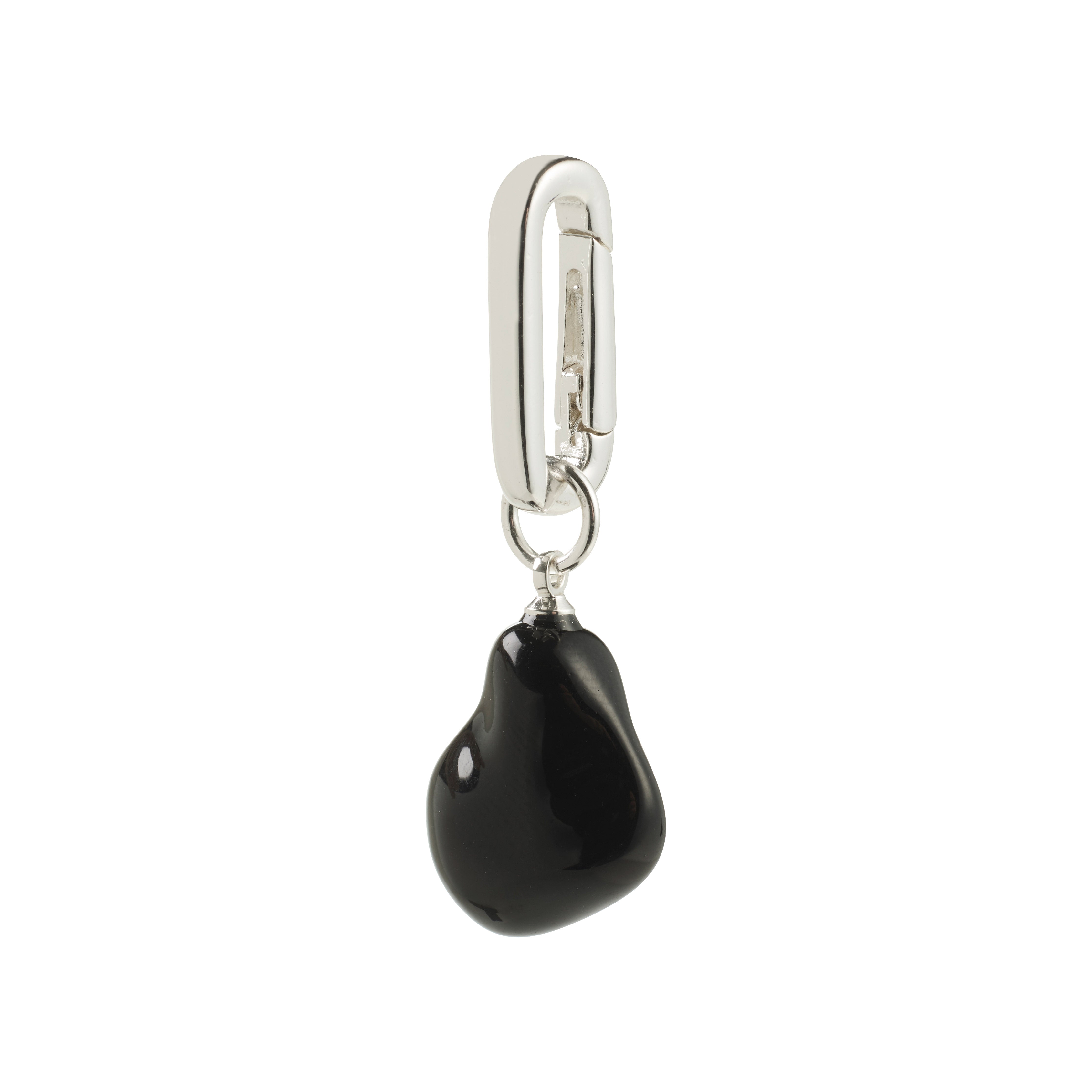 Silver-tone CHARM mold pendant by Pilgrim features a polished black stone, perfect for adding a boho vibe to your accessory collection.